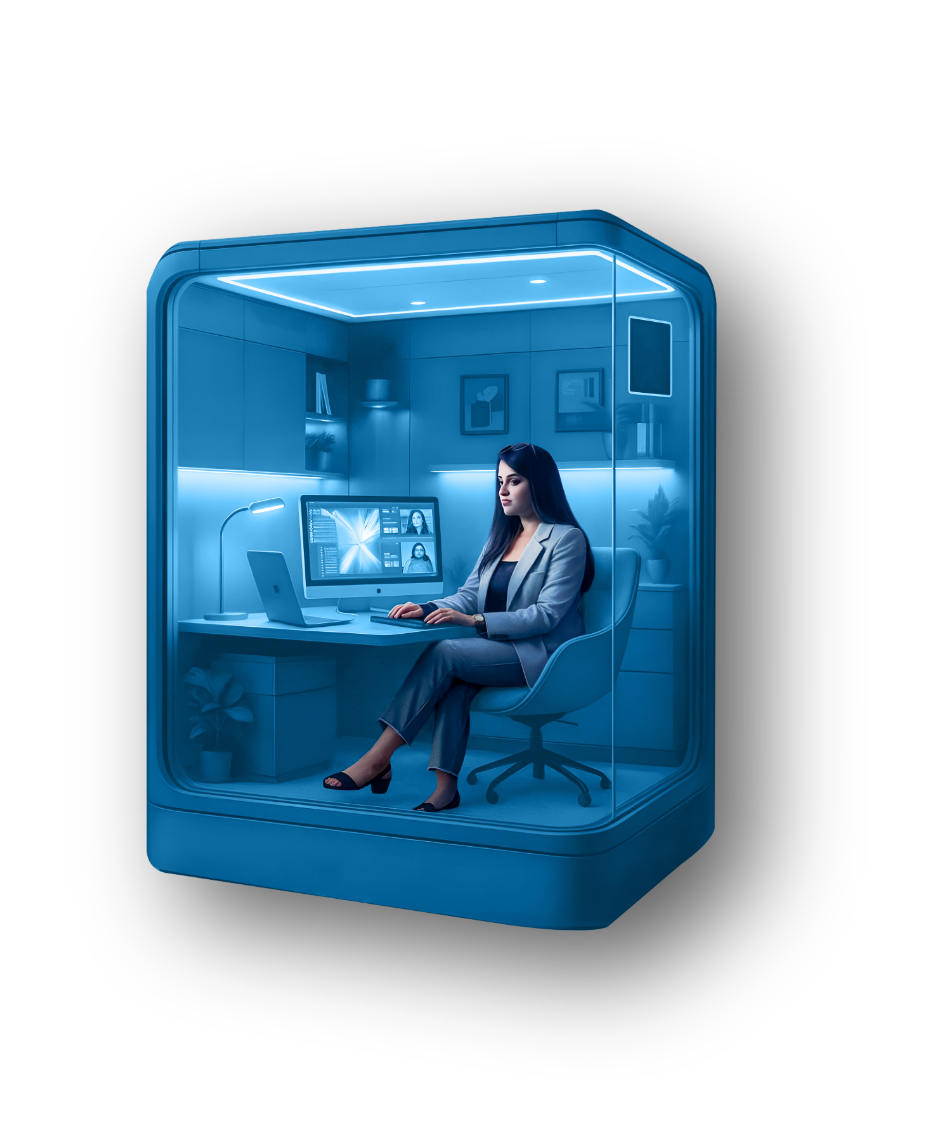 Girl working in AI pod
