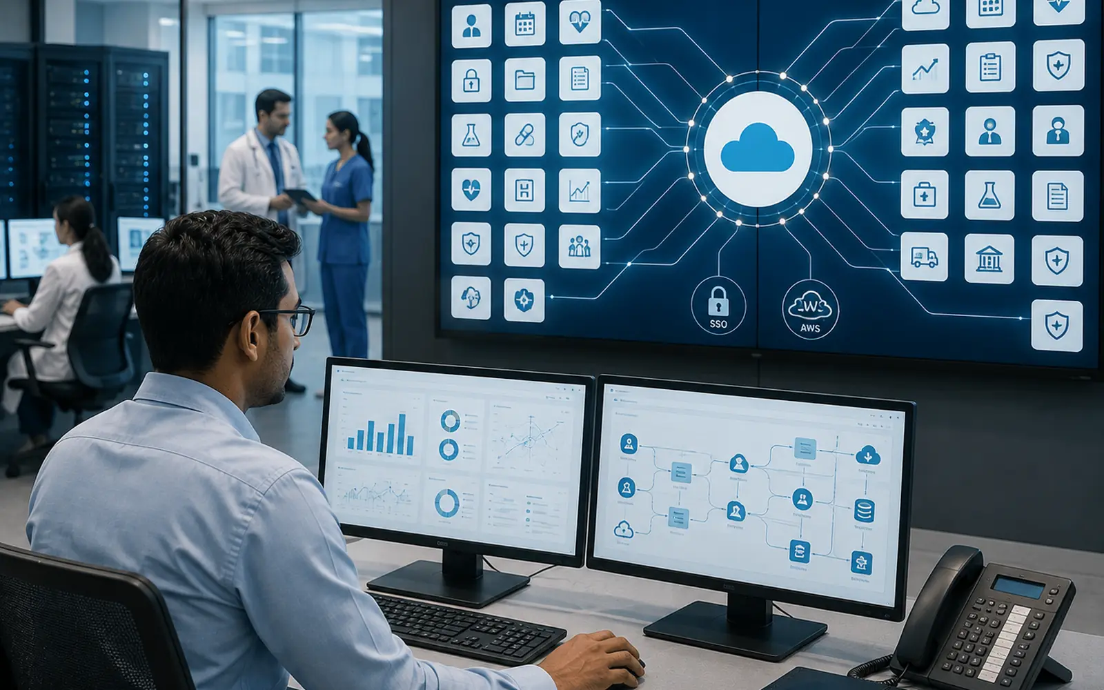 Smart integration engine to centralize workflow with a secure corporate network to streamline communications